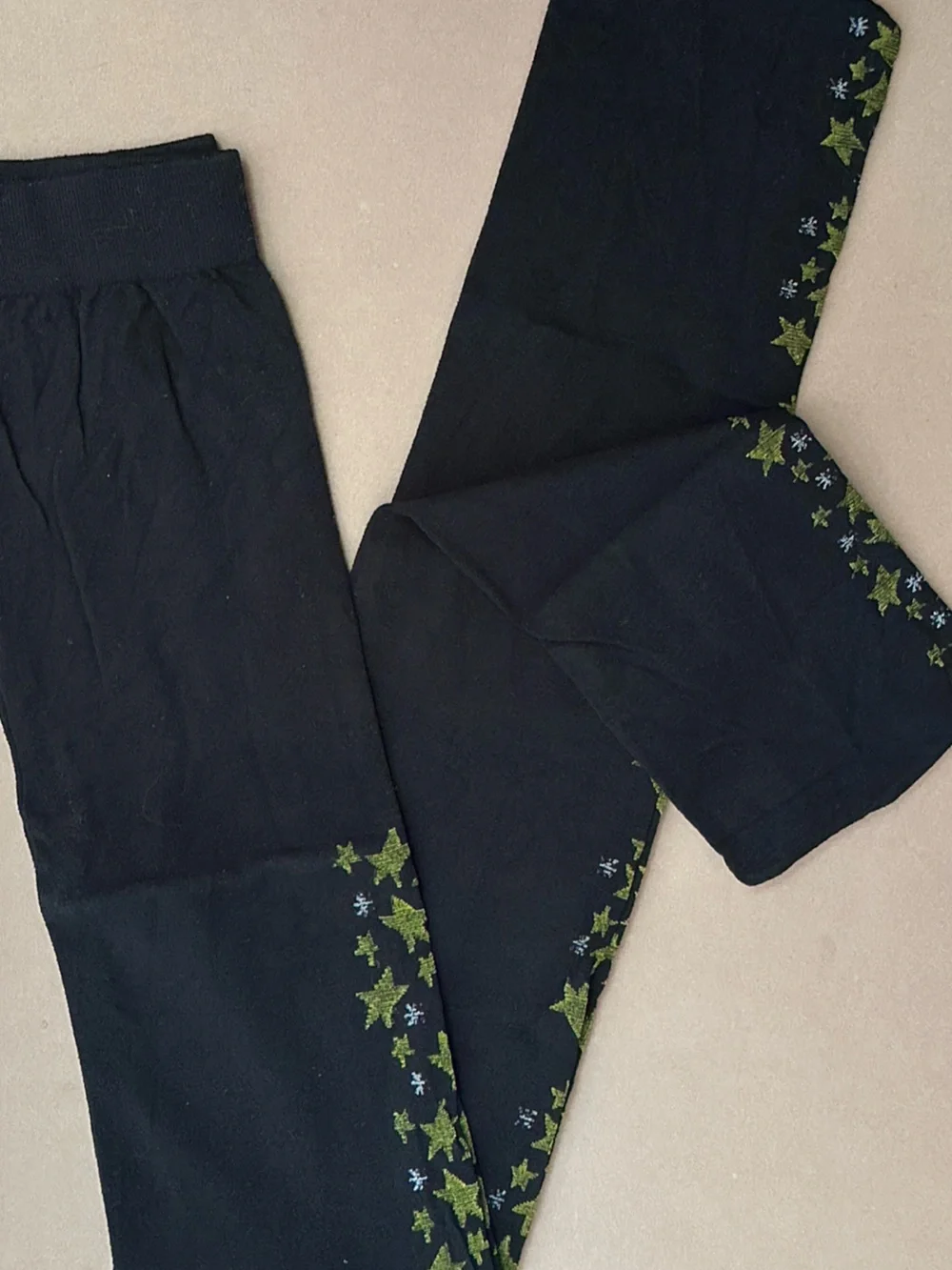 NEW Vintage Kids Black Leggings with Star Trim READ DESCRIP